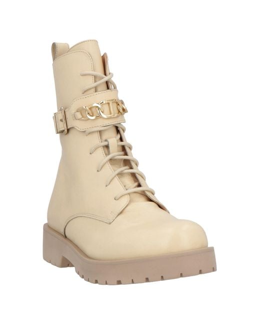 Twinset Natural Cream Ankle Boots Cow Leather