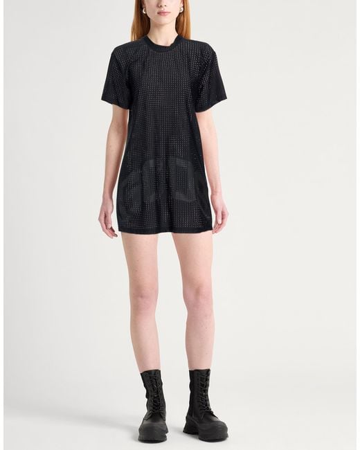 Gcds Black Mini Dress Nylon, Elastane