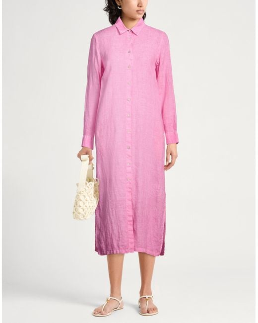 120% Lino Pink Midi Dress