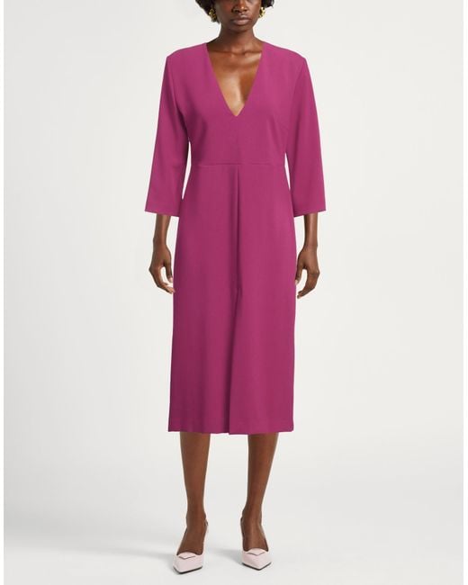 Ottod'Ame Purple Fuchsia Midi Dress Polyester, Viscose, Elastane