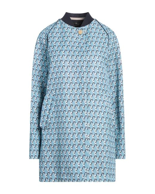 Sealup Blue Azure Overcoat & Trench Coat Cotton, Viscose