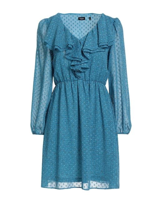 Marella Blue Deep Mini Dress Polyester