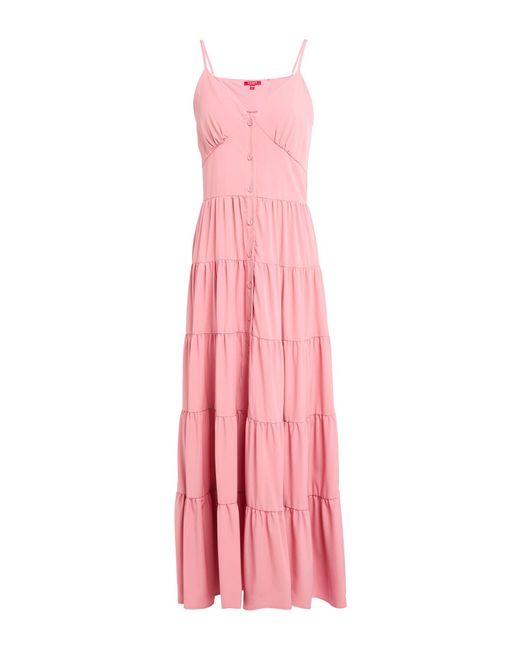 Guess Pink Maxi Dress Polyester, Elastane