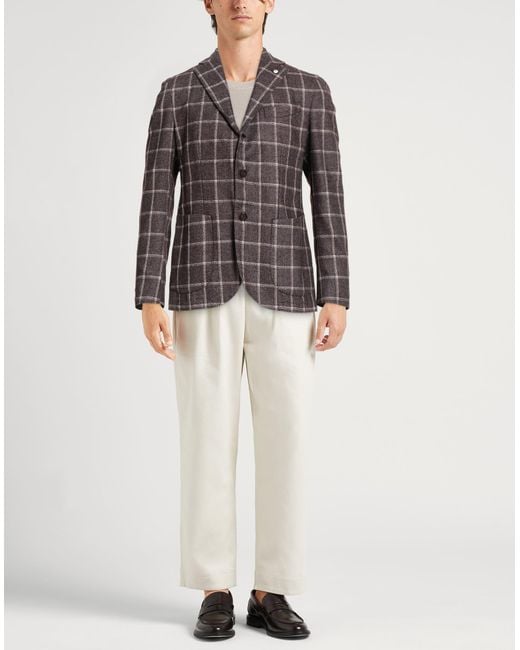 L.b.m. 1911 Brown Blazer Wool, Polyester for men