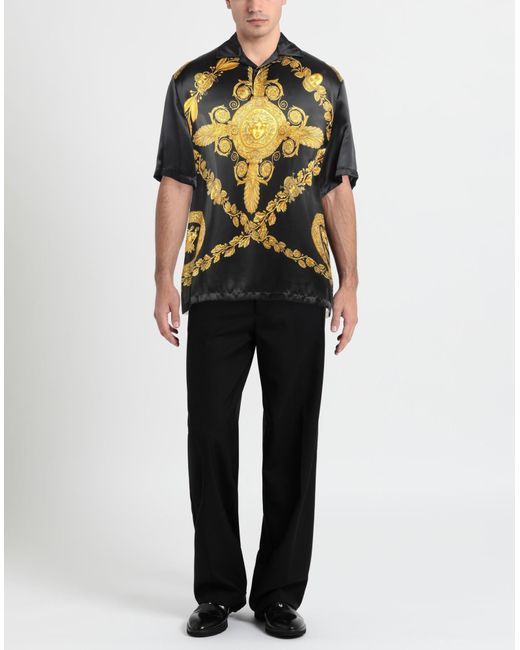 Camicia con stampa maschera barocca di Versace in Black da Uomo