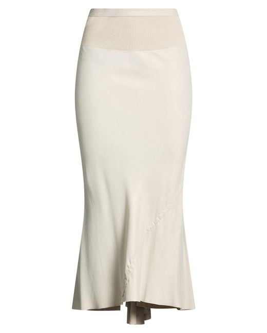 Rick Owens White Taupe Midi Skirt Acetate, Viscose