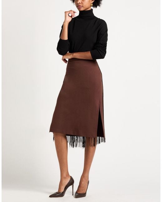 ViCOLO Brown Midi Skirt Polyester, Viscose, Elastane