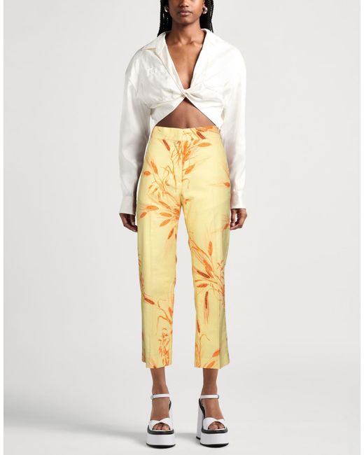 MSGM Yellow Pastel Pants Cotton, Elastane