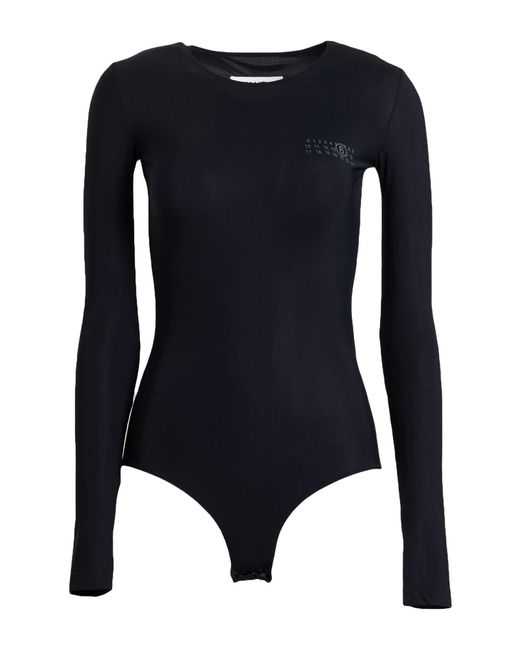MM6 by Maison Margiela Black Bodysuit Polyamide, Elastane