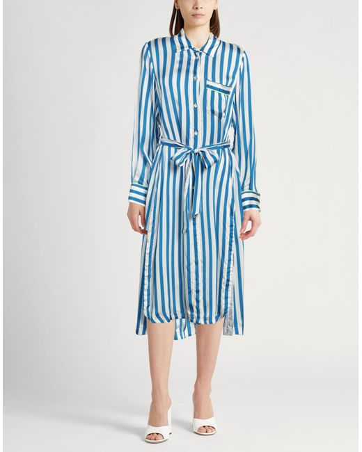 forte forte blue dress Forte Forte | Silk Satin Half Sleeve Dress in Turquoise