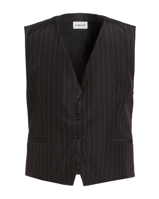 P.A.R.O.S.H. Black Tailored Vests for men