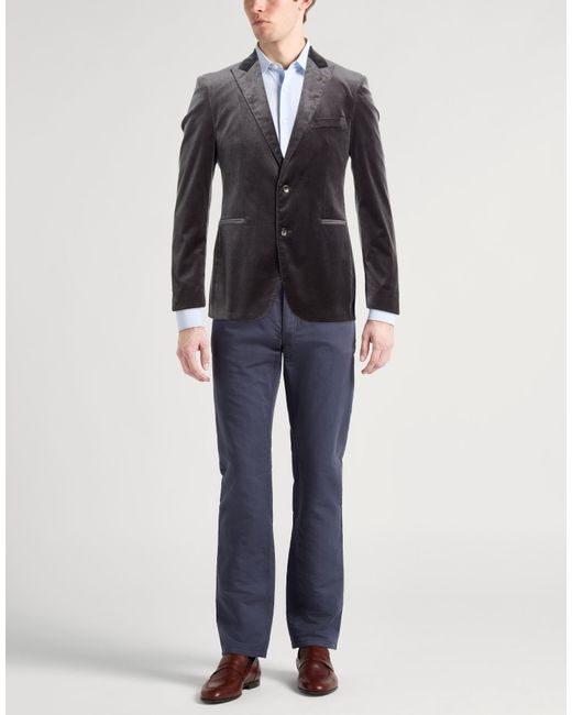 Tagliatore Black Charcoal Blazer Cotton, Elastane for men