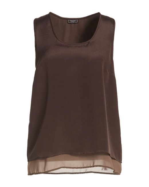 Peserico Brown Top Silk, Elastane