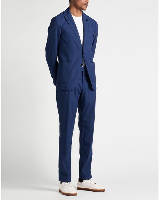 Lardini Blue Midnight Suit Wool, Polyamide, Elastane for men