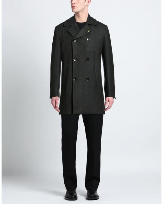 Guarinucci Black Dark Coat Polyester, Wool for men