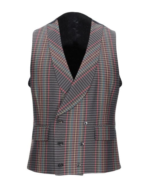 Gabriele Pasini Gray Tailored Vest Polyester, Cotton, Wool for men