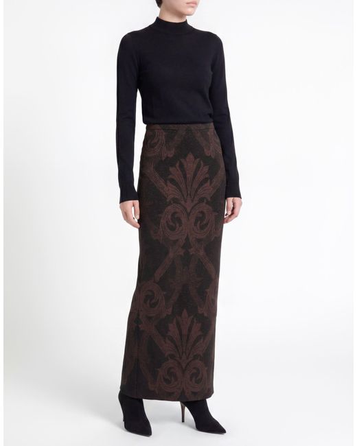 Etro Black Maxi Skirt Polyamide, Elastane, Polyester