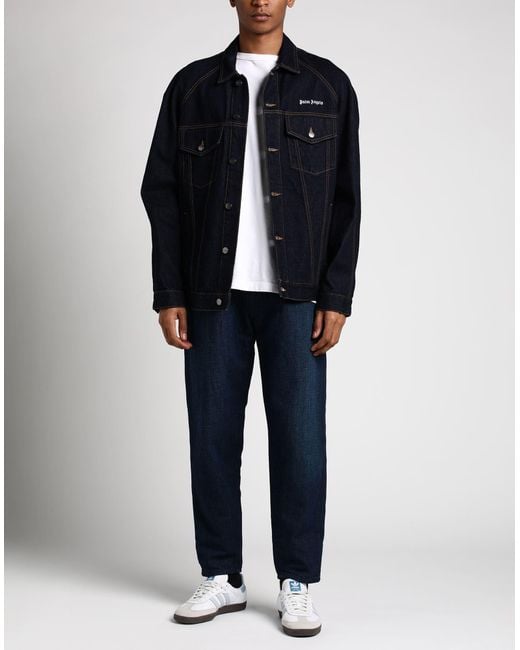 Palm Angels Blue Denim Outerwear Cotton, Polyester for men