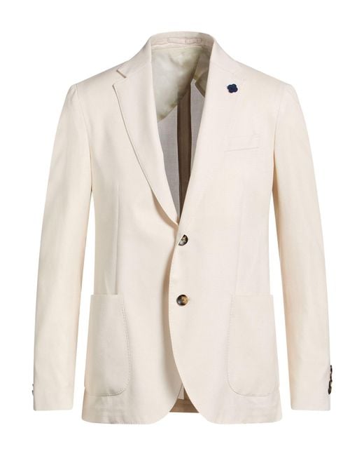 Lardini Natural Ivory Blazer Cashmere, Silk for men