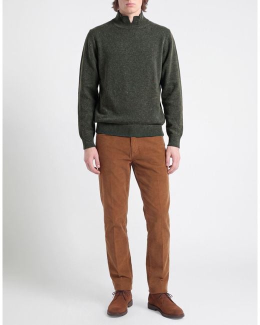 Fedeli Green Turtleneck Cashmere, Wool for men