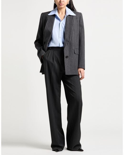 McQueen Black Charcoal Blazer Wool