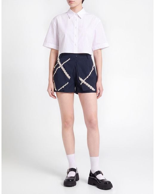 DES_PHEMMES Blue Midnight Shorts & Bermuda Shorts Polyester, Viscose, Wool, Elastane