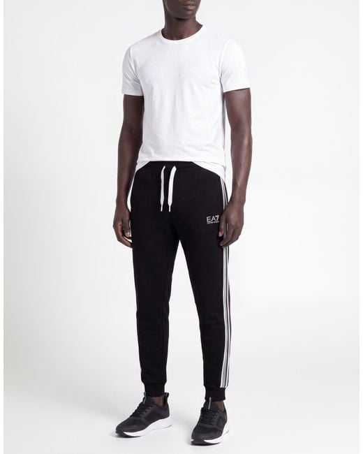 EA7 Black Pants Cotton, Polyester, Elastane for men