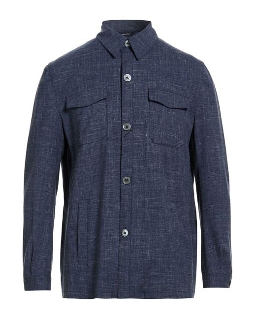 Tombolini Blue Jacket Wool, Silk, Linen, Elastane for men