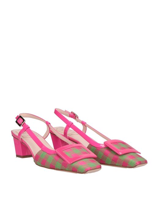 Roger Vivier Pink Fuchsia Pumps Textile Fibers, Leather