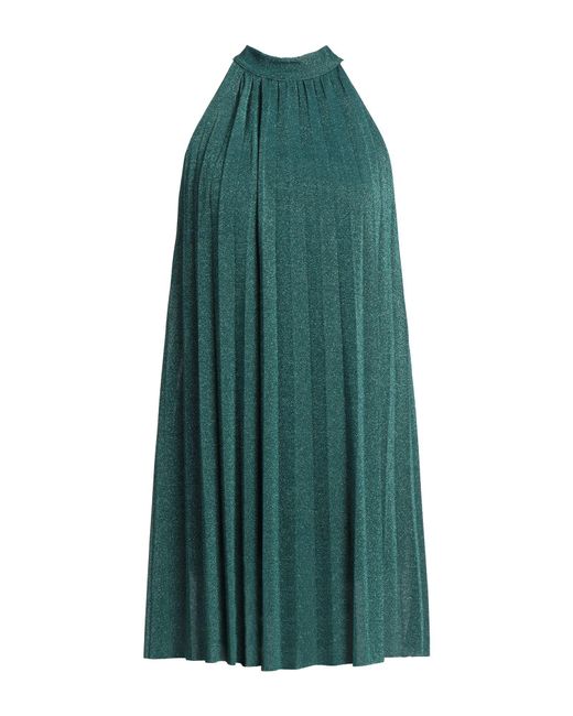 VANESSA SCOTT Green Deep Mini Dress Viscose, Metallic Polyester, Polyamide, Elastane