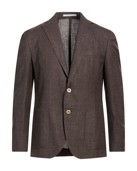 Eleventy Brown Platinum Blazer Cashmere, Silk for men