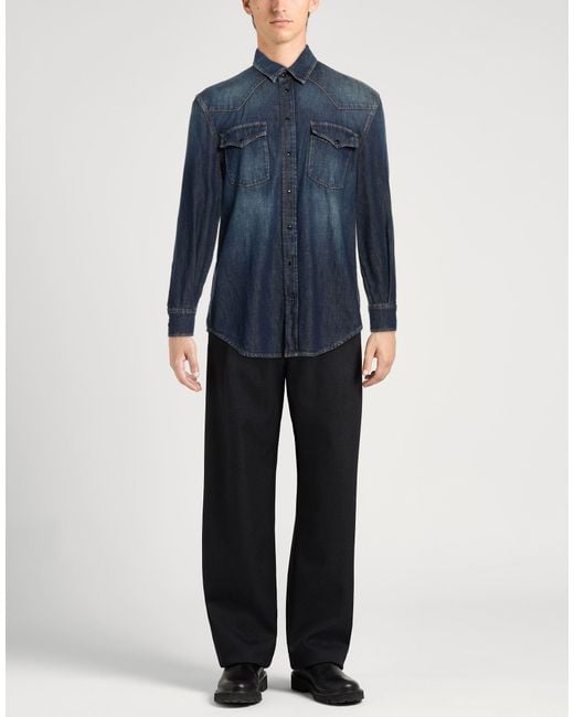 Dondup Blue Denim Shirt Cotton for men