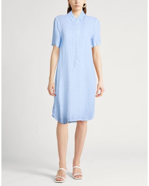 120% Lino Blue Midi Dresses