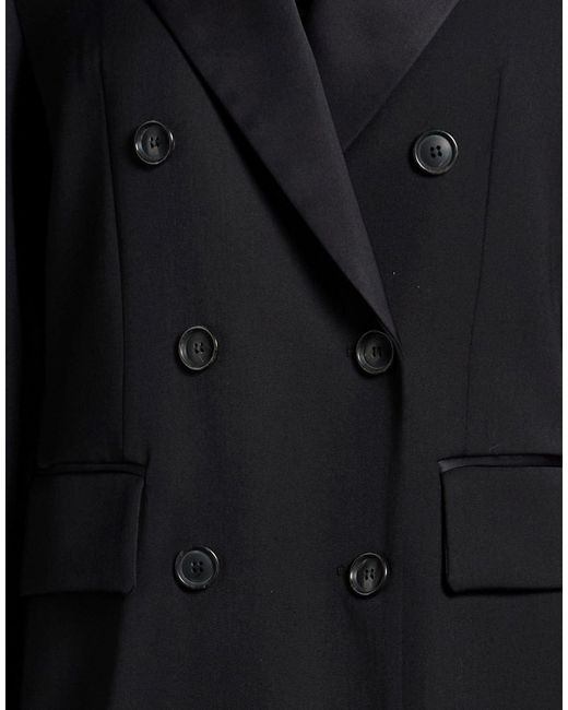 Semicouture Black Coat Polyester, Virgin Wool, Elastane