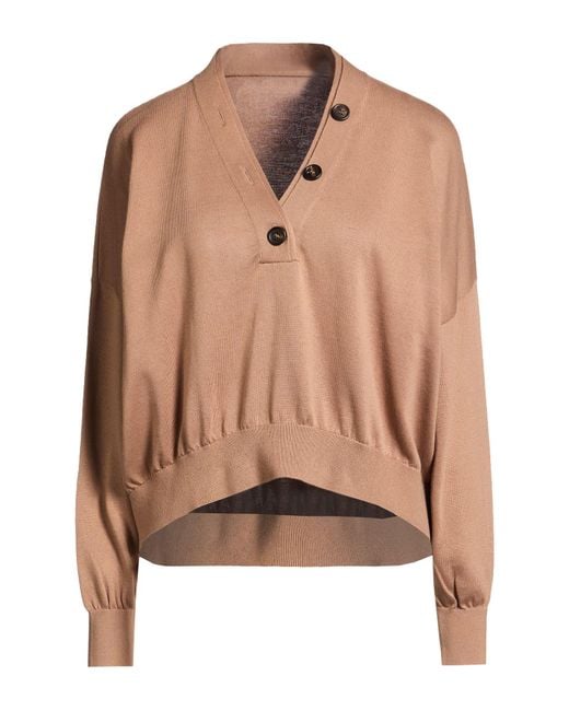 Brunello Cucinelli Brown Camel Sweater Cotton