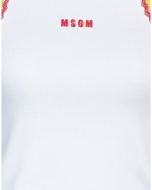 MSGM White Tank Top Cotton, Elastane, Polyester