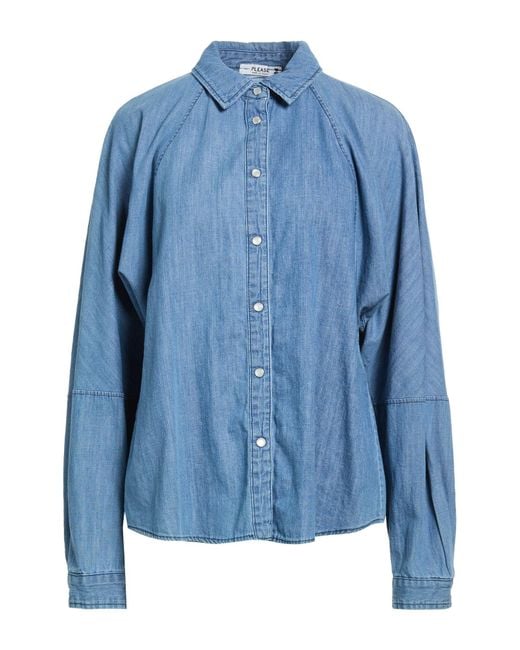 Please Blue Denim Shirt Cotton
