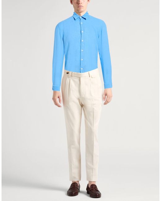120% Lino Blue Shirt Linen for men