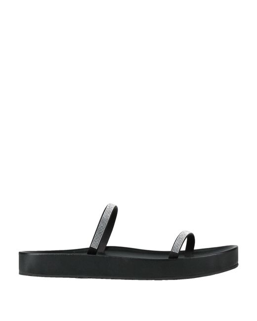Pedro Garcia Black Sandals Textile Fibers, Swarovski Crystal