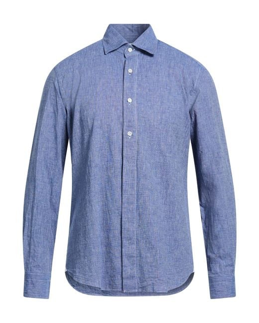 Giannetto Portofino Blue Shirt Cotton, Linen for men