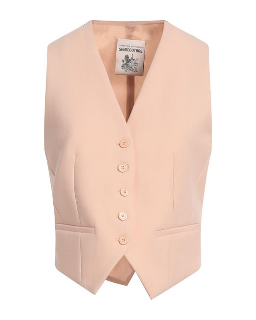 Semicouture Pink Light Tailored Vest Polyester, Virgin Wool, Elastane