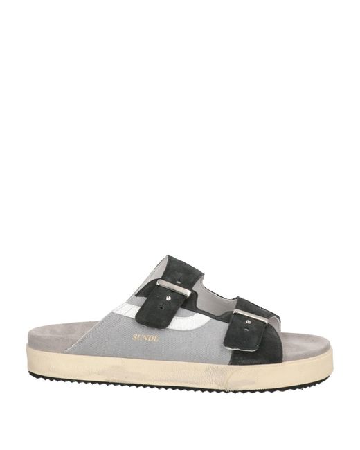 HIDNANDER White Light Sandals Leather, Textile Fibers