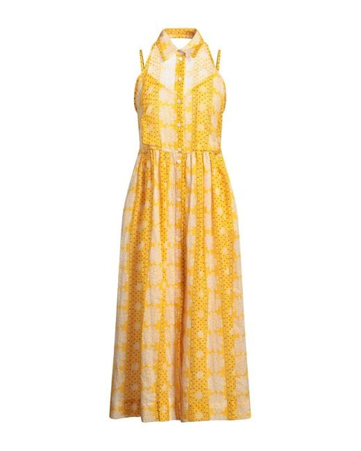 Paul & Joe Metallic Marigold Midi Dress Ramie