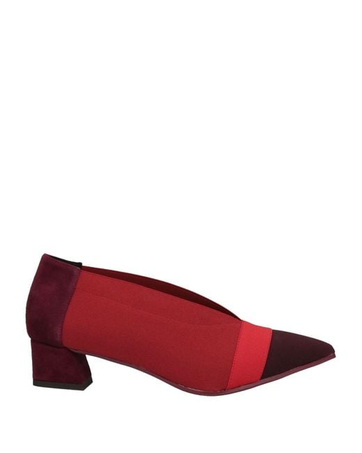 Daniele Ancarani Red Garnet Pumps Textile Fibers, Soft Leather