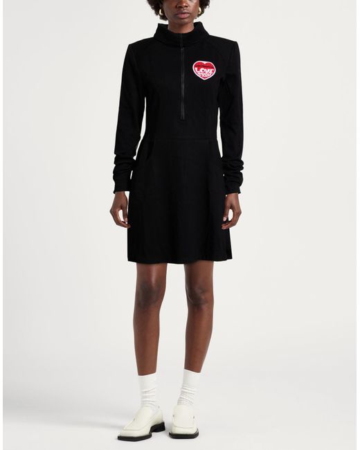 Love Moschino Black Mini Dress Viscose, Polyamide, Elastane