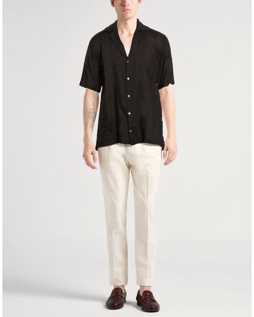 Crossley Black Shirt Linen for men