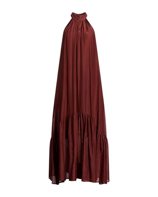 Semicouture Red Maxi Dress Cotton, Silk