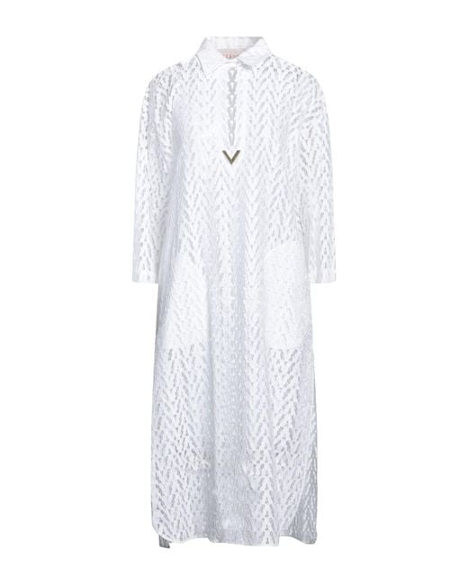 Valentino Garavani White Midi Dress Viscose, Cotton, Polyamide