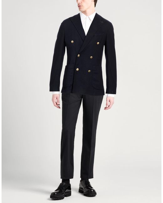 Paoloni Blue Blazer Virgin Wool, Polyamide, Elastane for men