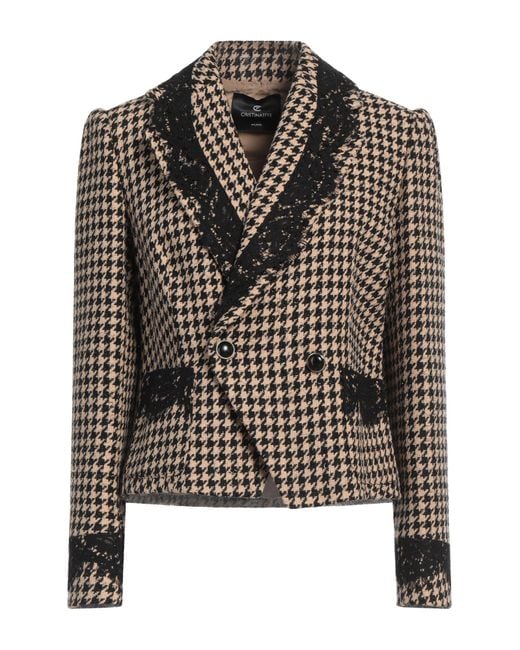 Cristinaeffe Black Sand Blazer Polyester, Wool